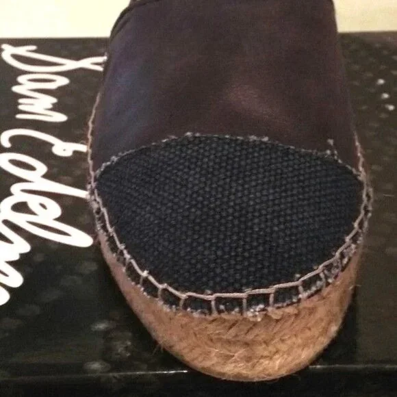 Sam Edelman New Wedges Leather Platform Espadrille 41/10 NAVY Handmade Spain - Picture 7 of 13